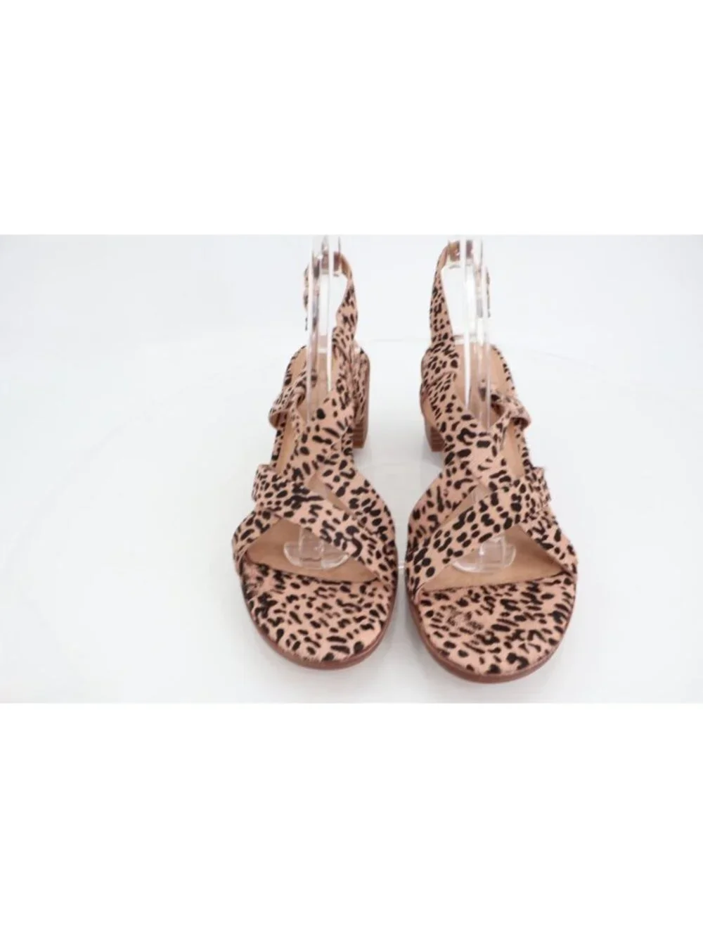 Madewell Alyssa Leopard Strappy Sandals Size 9 Calf Hair Block Heel Slingback